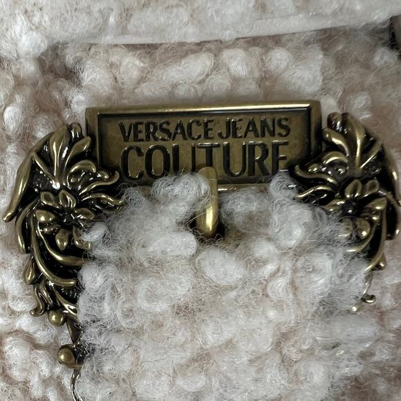 NWOT Versace Jeans Couture Faux Shearling Convertible Mini Backpack Cream & Gold main image 9